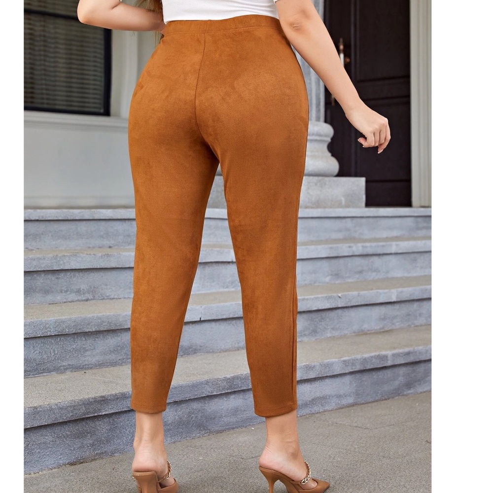 Plus Vegan Suede High Waisted Fitted Skinny Pants - Picture 8 of 13